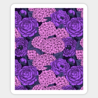 Peony and hydrangea in pink and violet Sticker